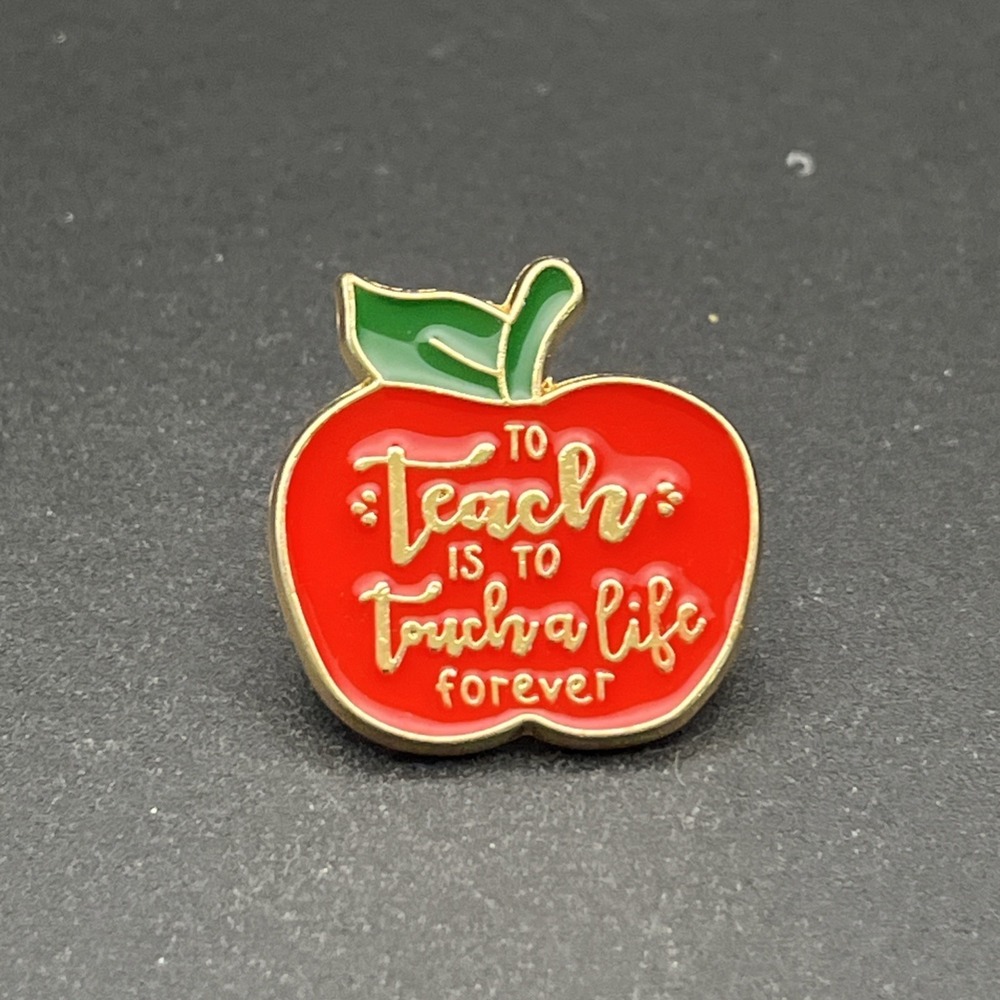To Teach Is To Touch A Life Forever Red Apple Fruit Lapel Hat Pin